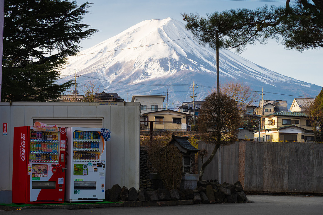 Vending Machines in front of Mount Fuji Japan