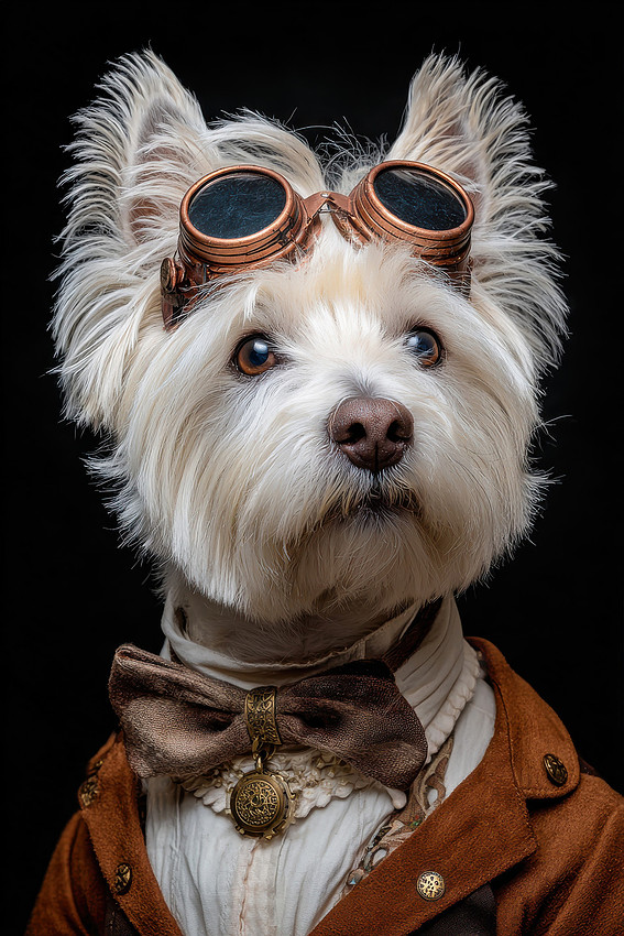 Steampunk Westie Dog Portrait