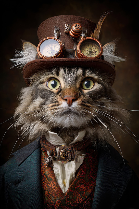 Steampunk Cat Portrait