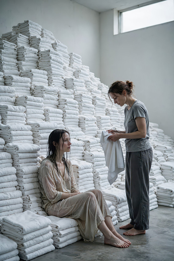 Two women in laundry room