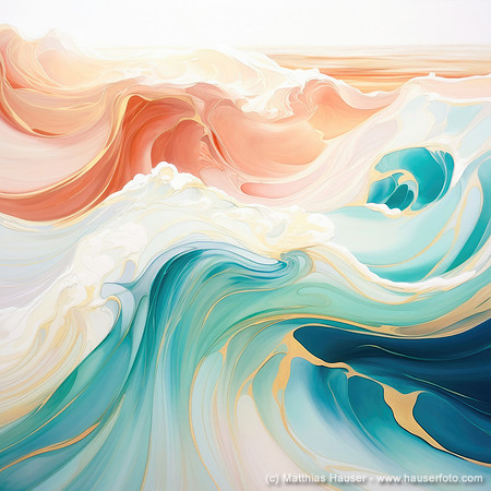 Abstract Pastel Ocean Waves