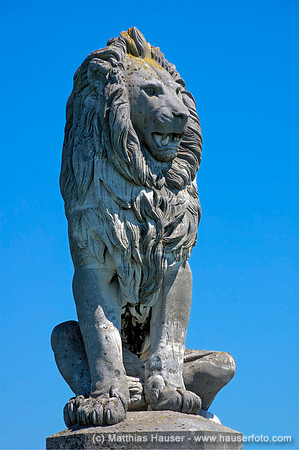 Bayerischer Löwe, Seehafen, Lindau, Bayern, Deutschland - Bavarian lion, Lindau, Bavaria, Germany, Europe