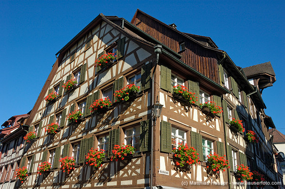 Fachwerkhaus in der Steigstraße, Meersburg, Baden-Württemberg, Deutschland - Half-timbered house, Meersburg, Baden-Wuerttemberg, Germany, Europe