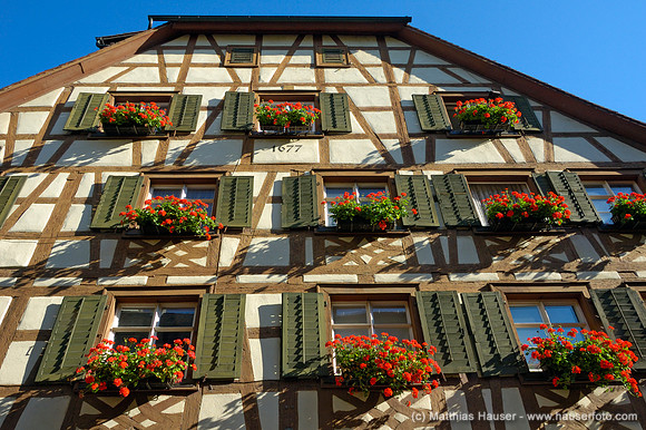 Fachwerkhaus in der Steigstraße, Meersburg, Baden-Württemberg, Deutschland - Half-timbered house, Meersburg, Baden-Wuerttemberg, Germany, Europe