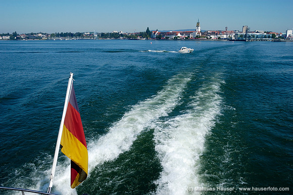 Friedrichshafen und Bodensee vom Schiff aus, Deutschland - Friedrichshafen, Lake Constance, Baden-Wuerttemberg, Germany, Europe