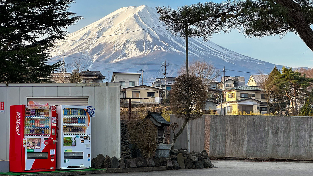 Mount Fuji and Vending Machines Color Photography